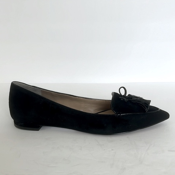 Ann Taylor Women's Tassel Penny Loafer Flat Suede Slip On Black Shoes Size 8.5M - Picture 3 of 7